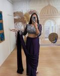 DESIGNER RANGOLI EMBROIDERY PATCH WORK READY TO WEAR SAREE WITH BLOUSE AND WAIST BELT PARTY WEAR WHOLESALE PRICE ETHNIC GARMENT (2)