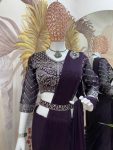 DESIGNER RANGOLI EMBROIDERY PATCH WORK READY TO WEAR SAREE WITH BLOUSE AND WAIST BELT PARTY WEAR WHOLESALE PRICE ETHNIC GARMENT (2)