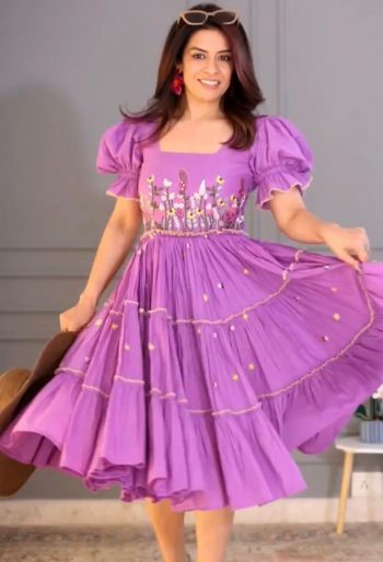DESIGNER RAYON EMBROIDERY WORK  ON DAMAN PATTA ONE PIECE  PINK