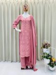 DESIGNER RAYON EMBROIDERY WORK TOP PALAZZO WITH DUPATTA BABY PINK