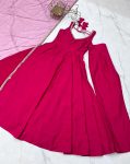 DESIGNER ROMAN SILK CHANDERI FANCY LACE WORK ANARKALI GOWN BOTTOM WITH DUPATTA PARTY WEAR WHOLESALE PRICE ETHNIC GARMENT (3)