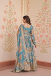 DESIGNER RUSSIAN SILK DIGITAL PRINT WITH EMBROIDERED SEQUENCE WORK GOWN WITH DUPATTA FESTIVE WEAR WHOLESALE PRICE ETHNIC GARMENT (12)