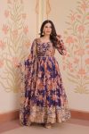 DESIGNER RUSSIAN SILK DIGITAL PRINT WITH EMBROIDERED SEQUENCE WORK GOWN WITH DUPATTA FESTIVE WEAR WHOLESALE PRICE ETHNIC GARMENT (4)