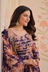 DESIGNER RUSSIAN SILK DIGITAL PRINT WITH EMBROIDERED SEQUENCE WORK GOWN WITH DUPATTA FESTIVE WEAR WHOLESALE PRICE ETHNIC GARMENT (4)