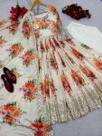 DESIGNER SATIN SILK DIGITAL PRINT WITH HEAVY EMBROIDERY SEQUENCE WORK GOWN BOTTOM WITH DUPATTA FESTIVE WEAR WHOLESALE PRICE ETHNIC GARMENT(4)