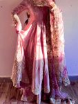 DESIGNER SATIN SILK EMBROIDERY SEQUENCE WITH CUT WORK GOWN BOTTOM WITH DUPATTA  BABY PINK