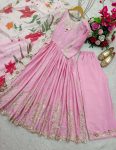 DESIGNER SATIN SILK EMBROIDERY SEQUENCE WITH CUT WORK GOWN BOTTOM WITH DUPATTA FESTIVE WEAR WHOLESALE PRICE ETHNIC GARMENT (4)