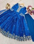DESIGNER SATIN SILK EMBROIDERY SEQUENCE WORK GOWN BOTTOM WITH DUPATTA FESTIVE WEAR WHOLESALE PRICE ETHNIC GARMENT (1)