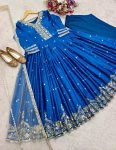 DESIGNER SATIN SILK EMBROIDERY SEQUENCE WORK GOWN BOTTOM WITH DUPATTA FESTIVE WEAR WHOLESALE PRICE ETHNIC GARMENT (1)