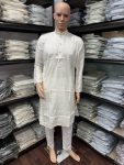 DESIGNER SILK EMBROIDERY MIRROR WORK MEN’S KURTA PAYJAMA FESTIVE WEAR WHOLESALE PRICE ETHNIC GARMENT (4)