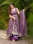 DESIGNER SIMMER SILK EMBROIDERY SEQUENCE WORK GOWN PALAZZO WITH DUPATTA PARTY WEAR WHOLESALE PRICE ETHNIC GARMENT (3)