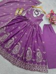 DESIGNER SIMMER SILK EMBROIDERY SEQUENCE WORK GOWN PALAZZO WITH DUPATTA PARTY WEAR WHOLESALE PRICE ETHNIC GARMENT (3)