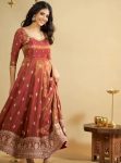 DESIGNER SIMMER SILK THREAD WITH SEQUENCE WORK GOWN BOTTOM WITH DUPATTA ORANGE