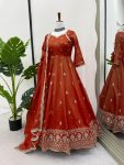DESIGNER SIMMER SILK THREAD WITH SEQUENCE WORK GOWN BOTTOM WITH DUPATTA FESTIVE WEAR WHOLESALE PRICE ETHNIC GARMENT (10)
