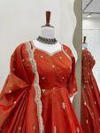 DESIGNER SIMMER SILK THREAD WITH SEQUENCE WORK GOWN BOTTOM WITH DUPATTA FESTIVE WEAR WHOLESALE PRICE ETHNIC GARMENT (10)