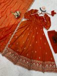 DESIGNER SIMMER SILK THREAD WITH SEQUENCE WORK GOWN BOTTOM WITH DUPATTA FESTIVE WEAR WHOLESALE PRICE ETHNIC GARMENT (10)
