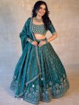 DESIGNER SIMMER SILK THREAD WITH SEQUENCE WORK LEHENGA CHOLI WITH DUPATTA GREEN