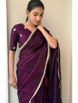 DESIGNER SPACE SILK GOLDEN SEQUENCE WORK LACE BORDER WORK SAREE WITH UNSTITCHED BLOUSE PARTY WEAR WHOLESALE PRICE ETHNIC GARMENT (2)