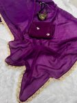 DESIGNER SPACE SILK GOLDEN SEQUENCE WORK LACE BORDER WORK SAREE WITH UNSTITCHED BLOUSE PARTY WEAR WHOLESALE PRICE ETHNIC GARMENT (2)