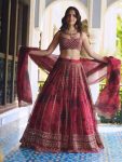 DESIGNER TABBY ORGANZA THREAD WITH SEQUENCE WORK LEHENGA CHOLI WITH DUPATTA MULTI