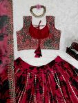 DESIGNER TABBY ORGANZA THREAD WITH SEQUENCE WORK LEHENGA CHOLI WITH DUPATTA PARTY WEAR WHOLESALE PRICE ETHNIC GARMENT (2)