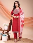DESIGNER TAFFETA SILK EMBROIDERY JARI WORK TOP BOTTOM WITH DUPATTA FESTIVE WEAR WHOLESALE PRICE ETHNIC GARMENT (6)