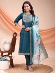 DESIGNER TAFFETA SILK EMBROIDERY JARI WORK TOP BOTTOM WITH DUPATTA FESTIVE WEAR WHOLESALE PRICE ETHNIC GARMENT (8)