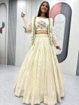 DESIGNER TISSUE SIMMER REAL HANDWORK AND REAL DIAMOND WORK LEHENGA CHOLI WITH KOTI PARTY WEAR WHOLESALE PRICE ETHNIC GARMENT (5)