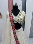 DESIGNER TISSUE SIMMER SILK EMBROIDERY SEQUENCE WORK LEHENGA CHOLI WITH DUPATTA FESTIVE WEAR WHOLESALE PRICE ETHNIC GARMENT (2)