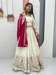 DESIGNER VICHITRA EMBROIDERY SEQUENCE AND THREAD WORK LEHENGA CHOLI WITH DUPATTA WEDDING WEAR WHOLESALE PRICE ETHNIC GARMENT (2)