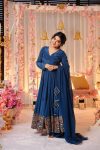 DESIGNER VICHITRA SILK EMBROIDERY WORK ANARKALI GOWN WITH DUPATTA PARTY WEAR WHOLESALE PRICE ETHNIC GARMENT (1)