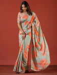 DESIGNER VICHITRA SILK FLORAL DIGITAL PRINT WITH SEQUENCE EMBROIDERY WORK SAREE WITH UNSTITCHED BLOUSE DAILY WEAR WHOLESALE PRICE ETHNIC GARMENT (2)