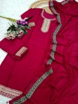 DESIGNER VICHITRA SILK SEQUENCE CODING EMBROIDERY WORK TOP BOTTOM WITH DUPATTA FESTIVE WEAR WHOLESALE PRICE ETHNIC GARMENT (4)