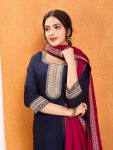 DESIGNER VICHITRA SILK SEQUENCE CODING EMBROIDERY WORK TOP BOTTOM WITH DUPATTA FESTIVE WEAR WHOLESALE PRICE ETHNIC GARMENT (7)