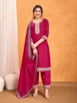 DESIGNER VICHITRA SILK SEQUENCE CODING EMBROIDERY WORK TOP BOTTOM WITH DUPATTA RANI