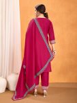 DESIGNER VICHITRA SILK SEQUENCE CODING EMBROIDERY WORK TOP BOTTOM WITH DUPATTA FESTIVE WEAR WHOLESALE PRICE ETHNIC GARMENT (4)