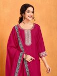 DESIGNER VICHITRA SILK SEQUENCE CODING EMBROIDERY WORK TOP BOTTOM WITH DUPATTA FESTIVE WEAR WHOLESALE PRICE ETHNIC GARMENT (4)