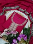 DESIGNER VICHITRA SILK SEQUENCE CODING EMBROIDERY WORK TOP BOTTOM WITH DUPATTA FESTIVE WEAR WHOLESALE PRICE ETHNIC GARMENT (4)