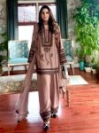 FABULOUS FRENCH CREPE SEQUENCE EMBROIDERY WORK TOP PATIYALA WITH DUPATTA PEACH