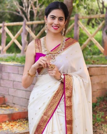 FABULOUS LICHI SILK WEAVING WORK SAREE WITH UNSTITCHED BLOUSE PINK