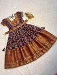 FABULOUS NARAYANPET COTTON PRINTED KALAMKARI WORK KID’S GOWN WITH WAIST BELT PARTY WEAR WHOLESALE PRICE ETHNIC GARMENT (9)