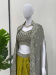 FANCY AMERICAN CREPE THREAD WITH SEQUENCE WORK CHOLI DRAPED SKIRT WITH SHRUG PARTY WEAR WHOLESALE PRICE ETHNIC GARMENT (3)