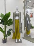 FANCY AMERICAN CREPE THREAD WITH SEQUENCE WORK CHOLI DRAPED SKIRT WITH SHRUG PARTY WEAR WHOLESALE PRICE ETHNIC GARMENT (3)