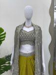 FANCY AMERICAN CREPE THREAD WITH SEQUENCE WORK CHOLI DRAPED SKIRT WITH SHRUG PARTY WEAR WHOLESALE PRICE ETHNIC GARMENT (3)