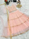 FANCY BUTTERFLY NET EMBROIDERY SEQUENCE WORK KID’S LEHENGA CHOLI WITH DUPATTA PARTY WEAR WHOLESALE PRICE ETHNIC GARMENT (1)