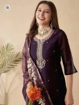FANCY CHANDERI EMBROIDERY WORK TOP BOTTOM WITH DUPATTA FESTIVE WEAR WHOLESALE PRICE ETHNIC GARMENT (6)