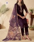 FANCY CHANDERI EMBROIDERY WORK TOP BOTTOM WITH DUPATTA FESTIVE WEAR WHOLESALE PRICE ETHNIC GARMENT (6)