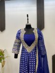FANCY CHINON DIGITAL PRINTED WITH REAL MIRROR AND EMBROIDERY WORK TOP BOTTOM WITH BLOUSE PARTY WEAR WHOLESALE PRICE ETHNIC GARMENT (3)