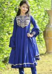 FANCY CHINON EMBROIDERY SEQUENCE WORK WITH HEAVY LACE WORK KID'S GOWN BOTTOM WITH DUPATTA BLUE