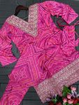 FANCY CHINON EMBROIDERY WITH DIGITAL PRINT WORK TOP WITH DHOTI STYLE BOTTOM FESTIVE WEAR WHOLESALE PRICE ETHNIC GARMENT (3)